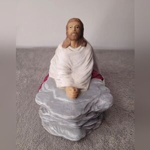 Vtg Jesus Christ Praying Ceramic 7" 1985 Byron Molds Hand Painted Christianity